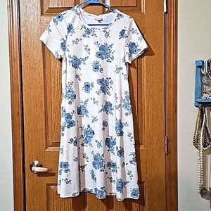 Lularoe xs tshirt dress gray with blue floral